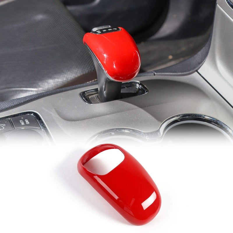 CheroCar Gear Shift Knob Cover Stick Shifter Cap Cover Frame for 2014-2015 Jeep Grand Cherokee, for 2012-2014 Chrysler 300C, Interior Accessories (Red) - Image 2